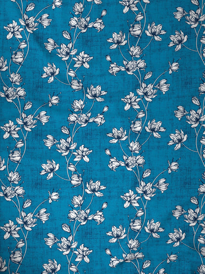Dreamscape 100% Cotton Floral Bedsheet Set | 140 TC | Blue