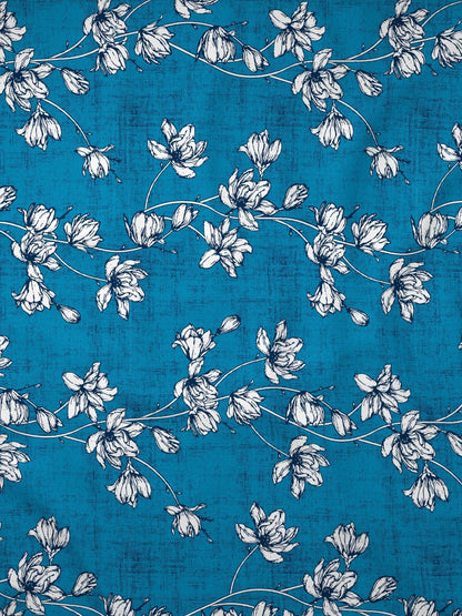 Dreamscape 100% Cotton Floral Bedsheet Set | 140 TC | Blue