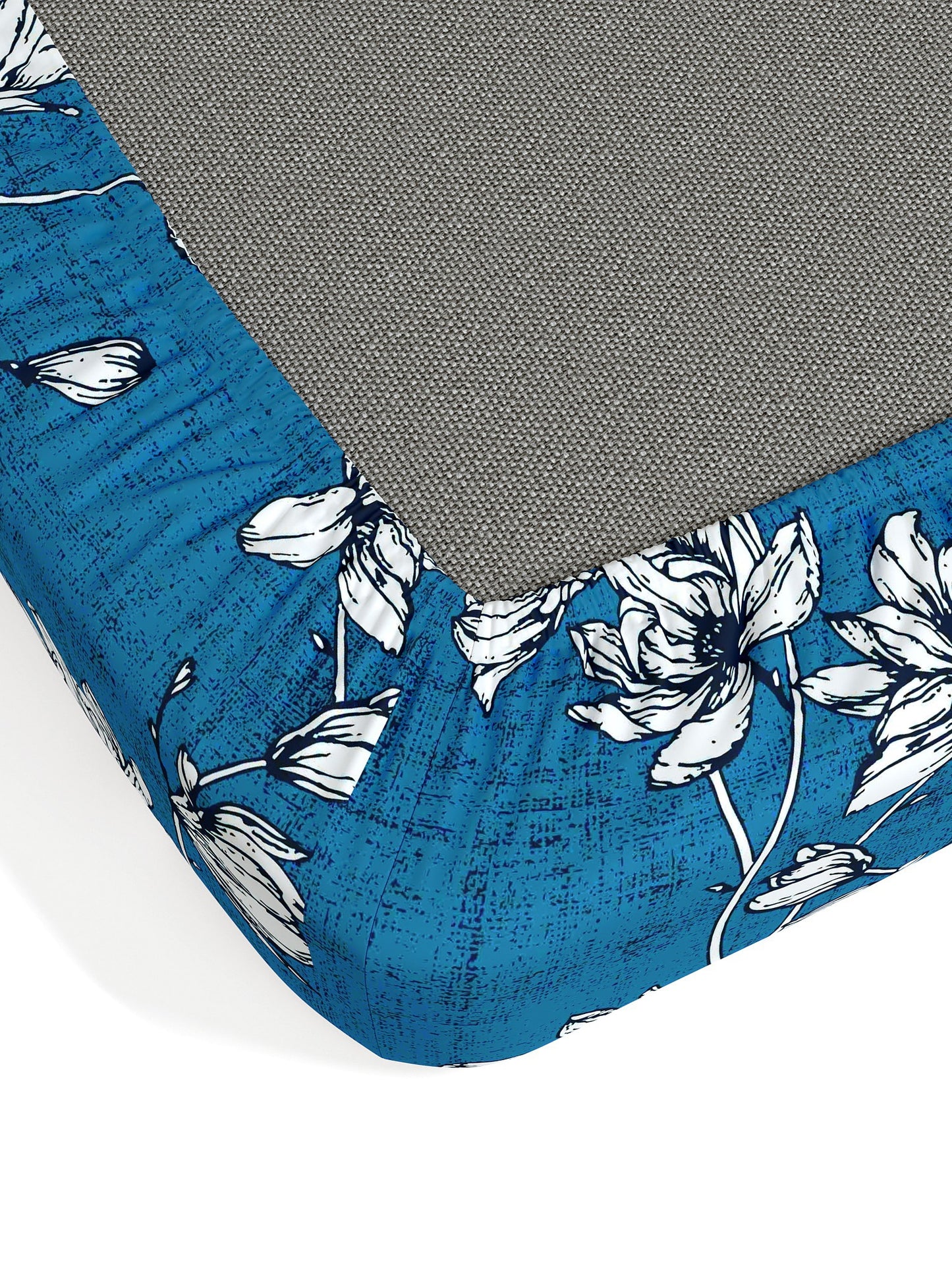 Dreamscape 100% Cotton Floral Bedsheet Set | 140 TC | Blue