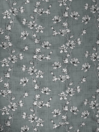 Dreamscape 100% Cotton Floral Bedsheet Set | 140 TC | Grey