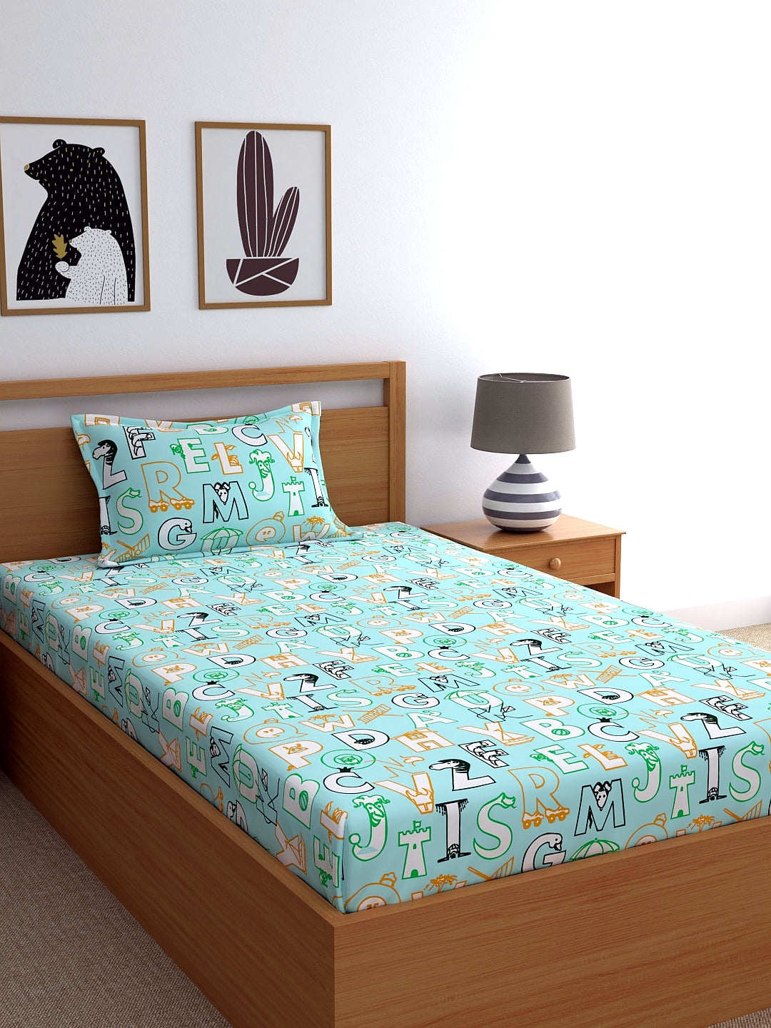 Dreamscape 100% Cotton Abstract Bedsheet Set | 140 TC | Blue