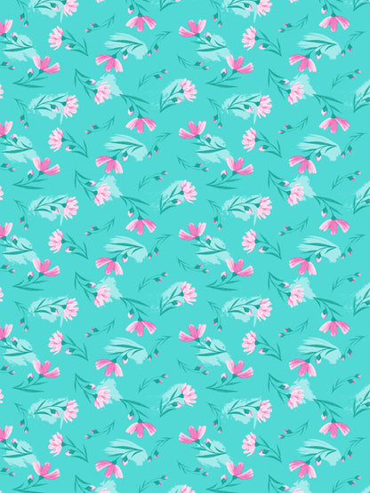 Dreamscape 100% Cotton Floral Bedsheet Set | 140 TC | Sea Green