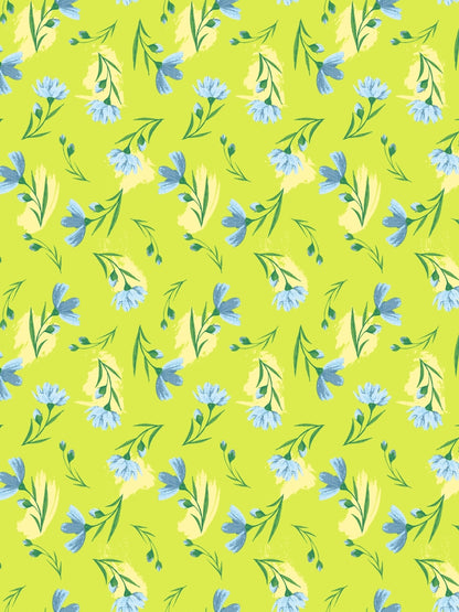 Dreamscape 100% Cotton Floral Bedsheet Set | 140 TC | Lime Green