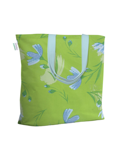 Home Ecstasy 100% Cotton Floral Tote Bag Set Of 2 | 140 TC | Pink and Lime Green