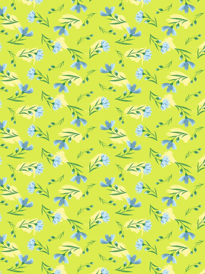 Dreamscape 100% Cotton Floral Bedsheet Set | 140 TC | Lime Green