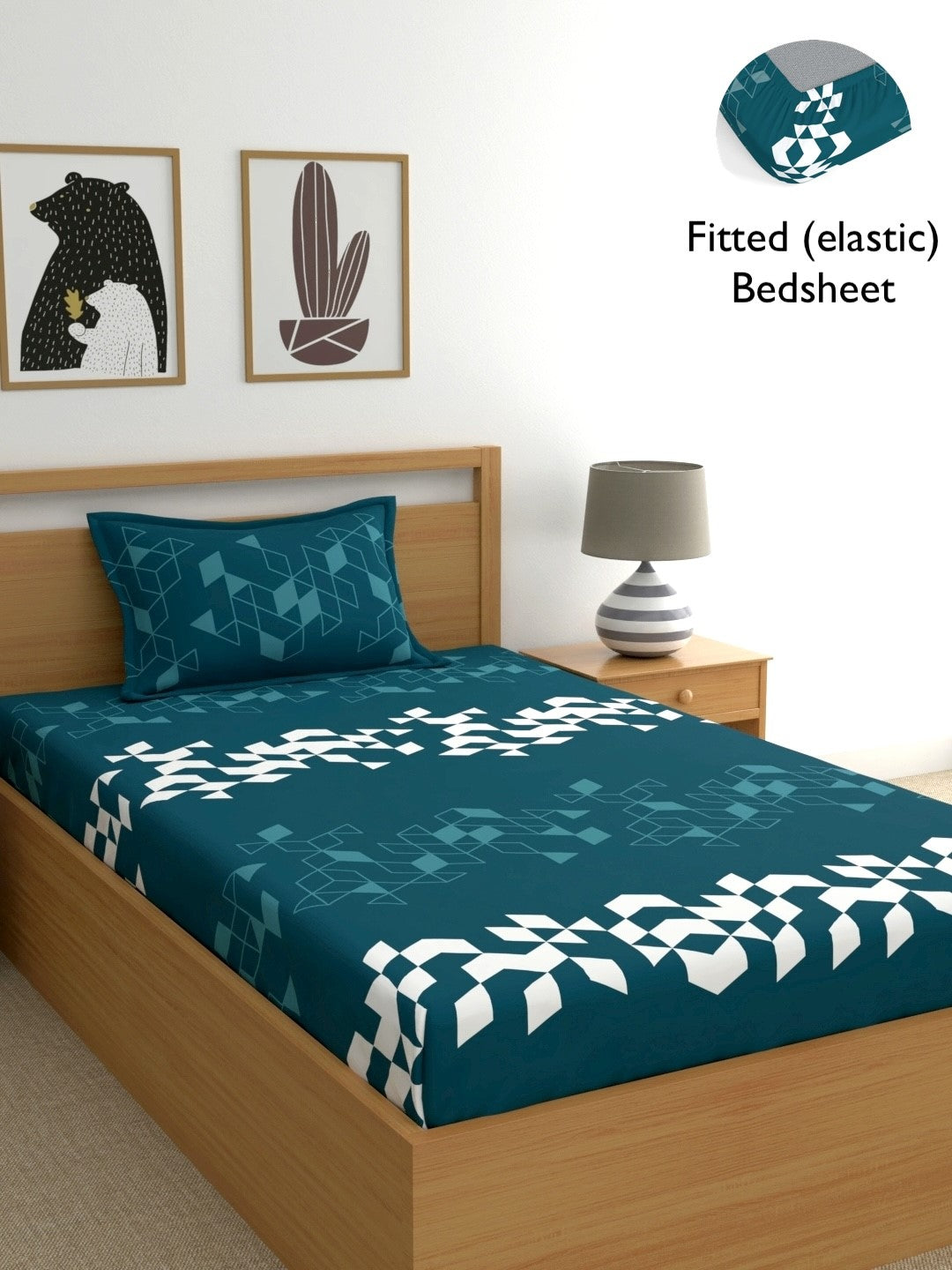 Dreamscape 100% Cotton Geometric Bedsheet Set