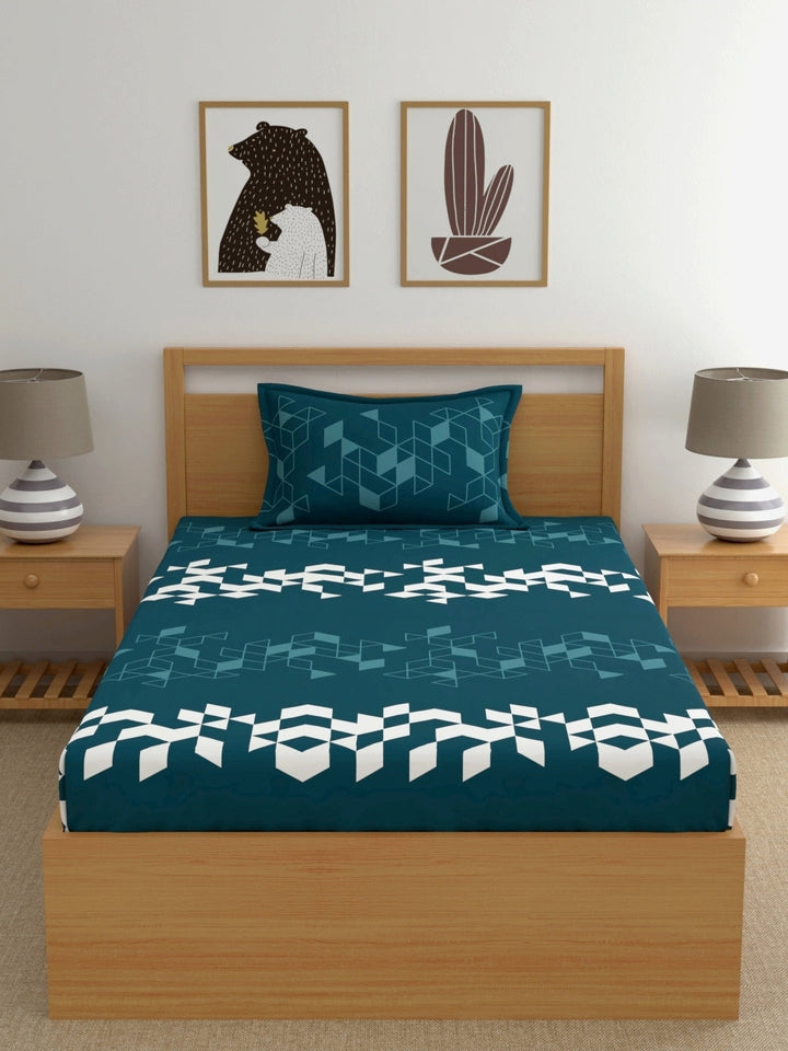 Dreamscape 100% Cotton Geometric Bedsheet Set
