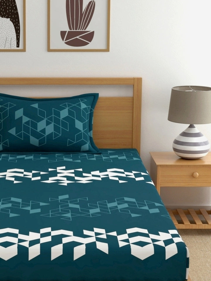 Dreamscape 100% Cotton Geometric Bedsheet Set
