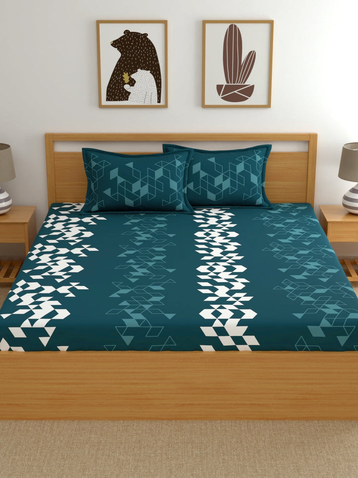 Dreamscape 100% Cotton Geometric Bedsheet Set