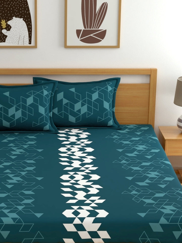 Dreamscape 100% Cotton Geometric Bedsheet Set