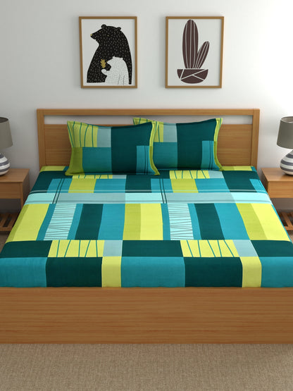 Dreamscape 100% Cotton Geometric Bedsheet Set | 140 TC | Multicolour