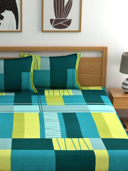 Dreamscape 100% Cotton Geometric Bedsheet Set | 140 TC | Multicolour