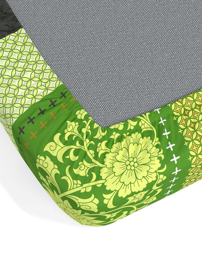 Dreamscape 100% Cotton Floral Bedsheet Set | 140 TC | Green