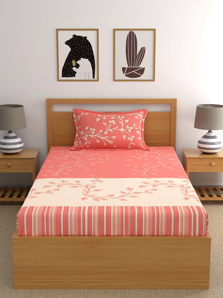 Dreamscape 100% Cotton Floral Bedsheet Set with Pillow Covers