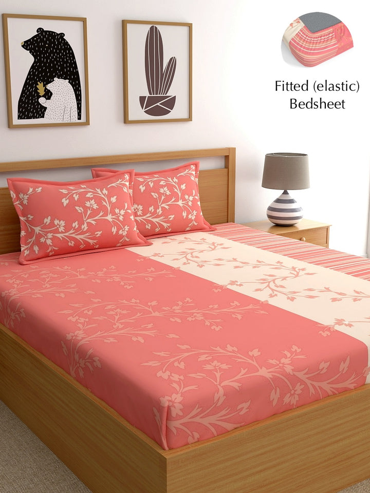 Dreamscape 100% Cotton Floral Bedsheet Set with Pillow Covers