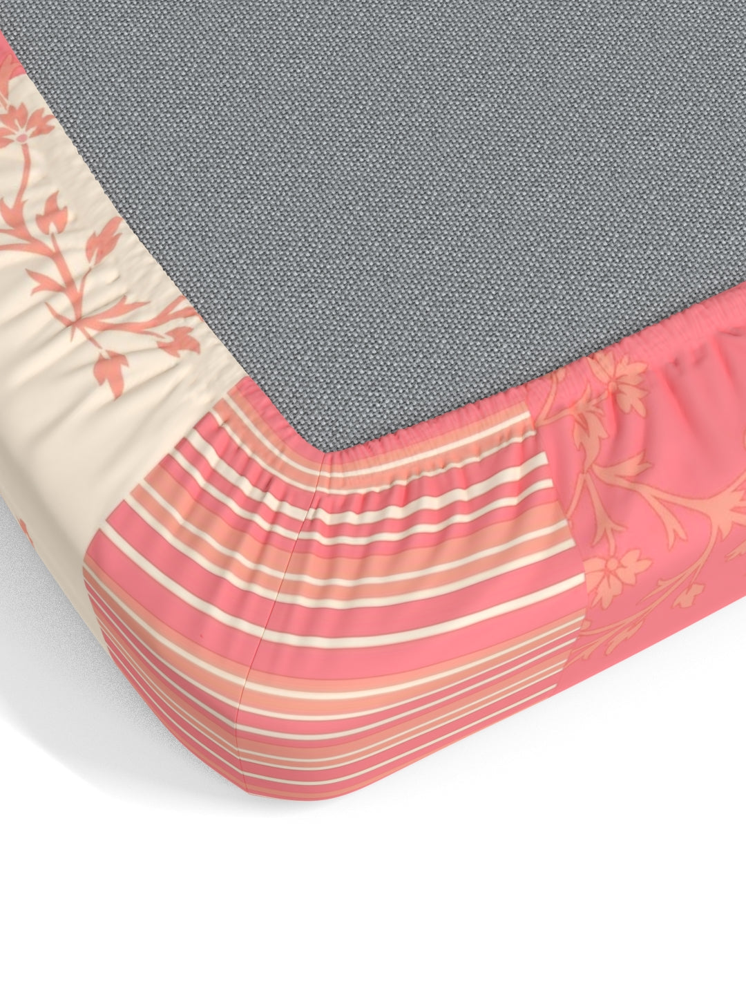 Dreamscape 100% Cotton Fitted Bedsheet with 2 Pillow Covers - (Size 60 x 78 inches, 140 TC, Colour - Peach)