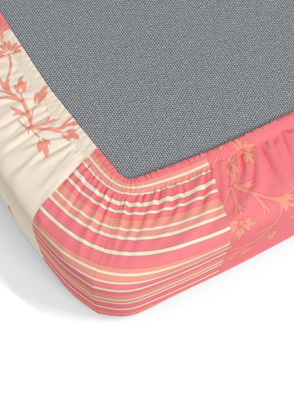 Dreamscape 100% Cotton Fitted Bedsheet with 2 Pillow Covers - (Size 60 x 78 inches, 140 TC, Colour - Peach)