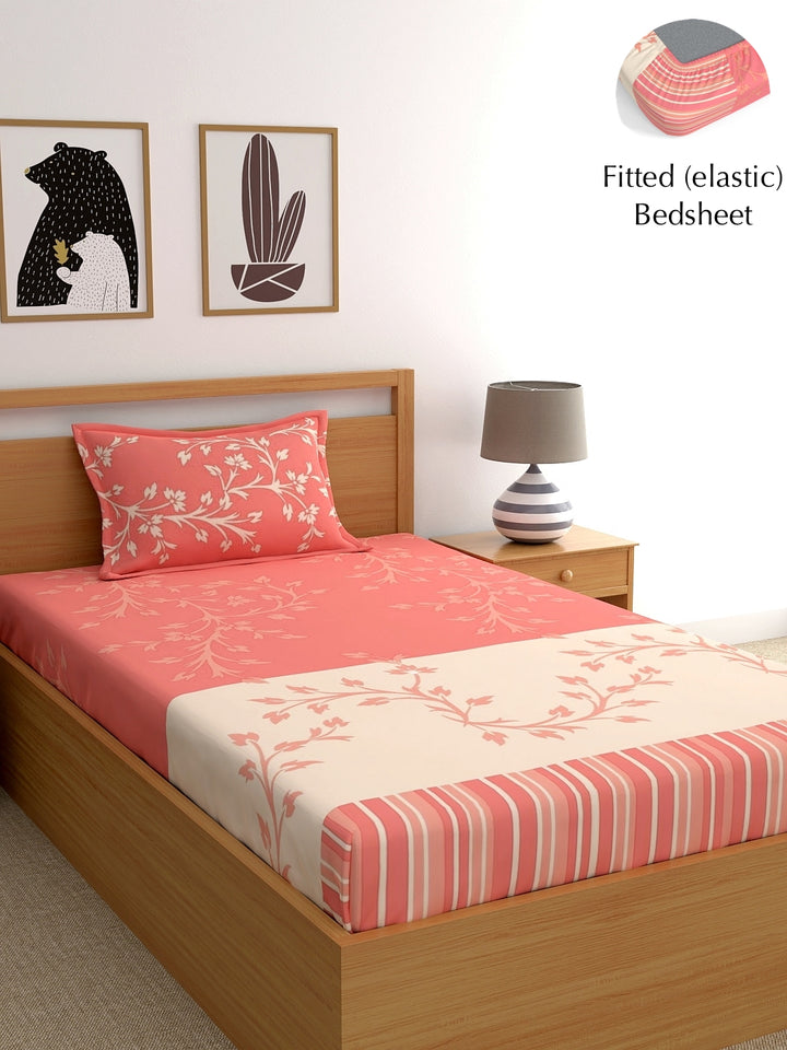 Dreamscape 100% Cotton Floral Bedsheet Set with Pillow Covers