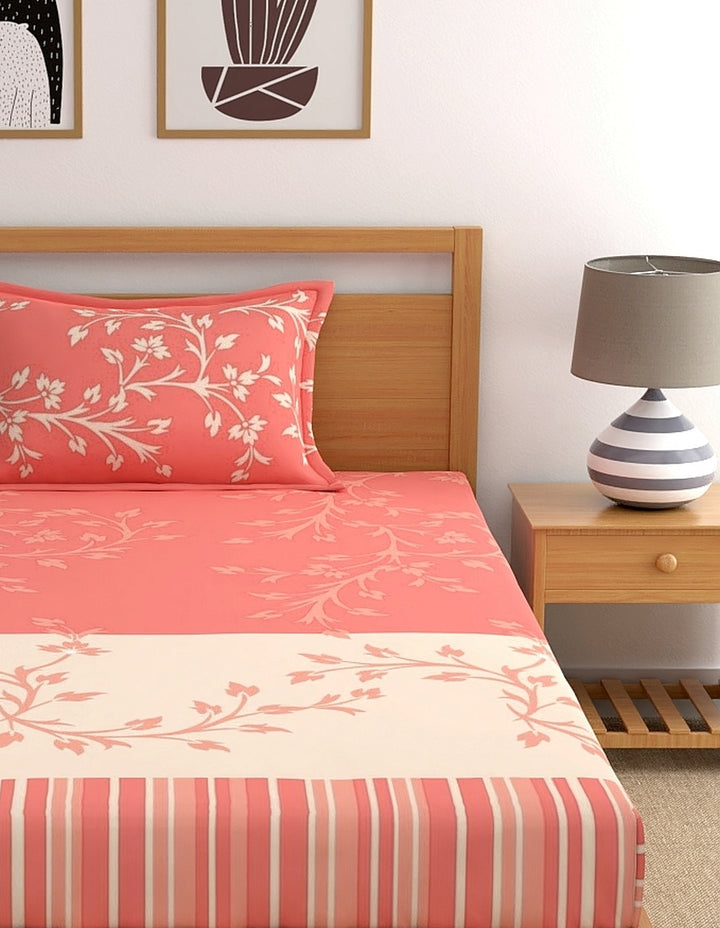 Dreamscape 100% Cotton Floral Bedsheet Set with Pillow Covers