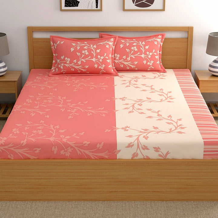 Dreamscape 100% Cotton Floral Bedsheet Set with Pillow Covers