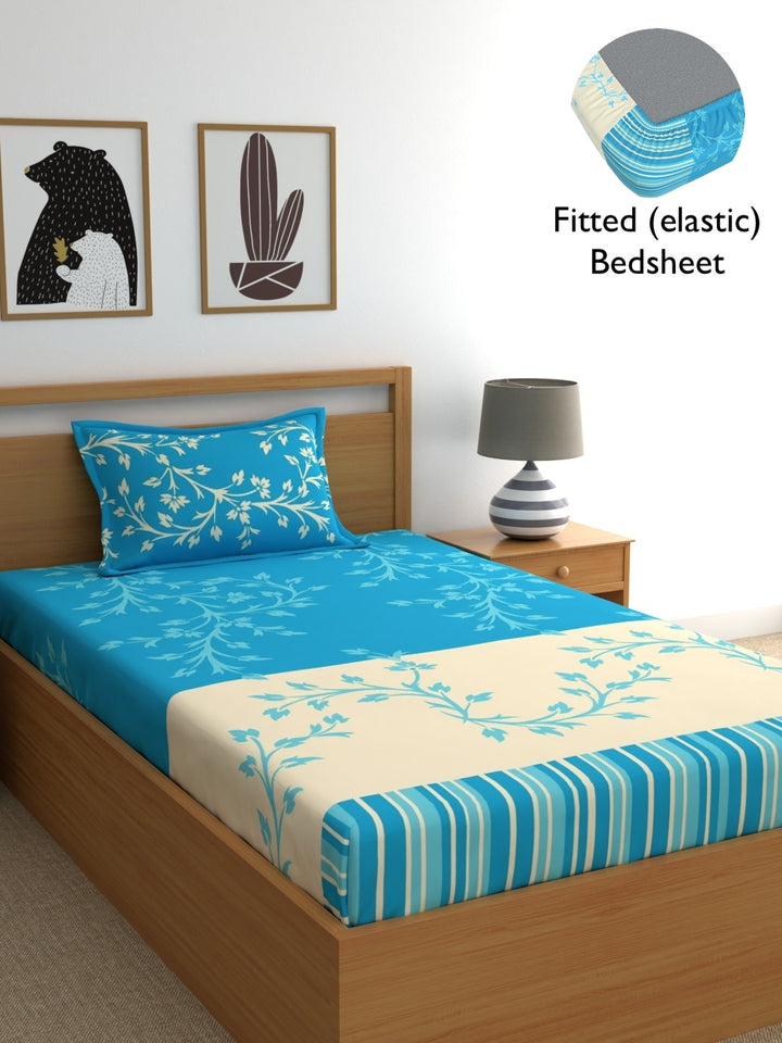 Dreamscape 100% Cotton Floral Bedsheet Set with Pillow Covers