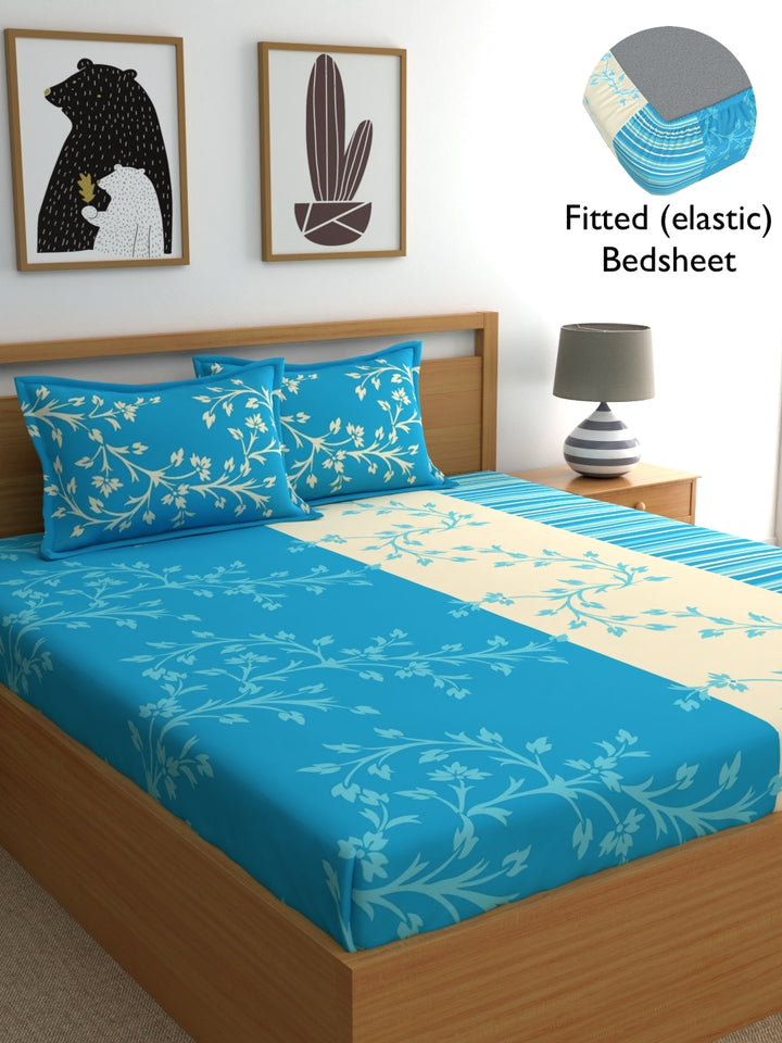 Dreamscape 100% Cotton Floral Bedsheet Set with Pillow Covers