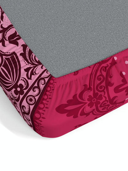 Dreamscape 100% Cotton Abstract Bedsheet Set | 140 TC | Pink