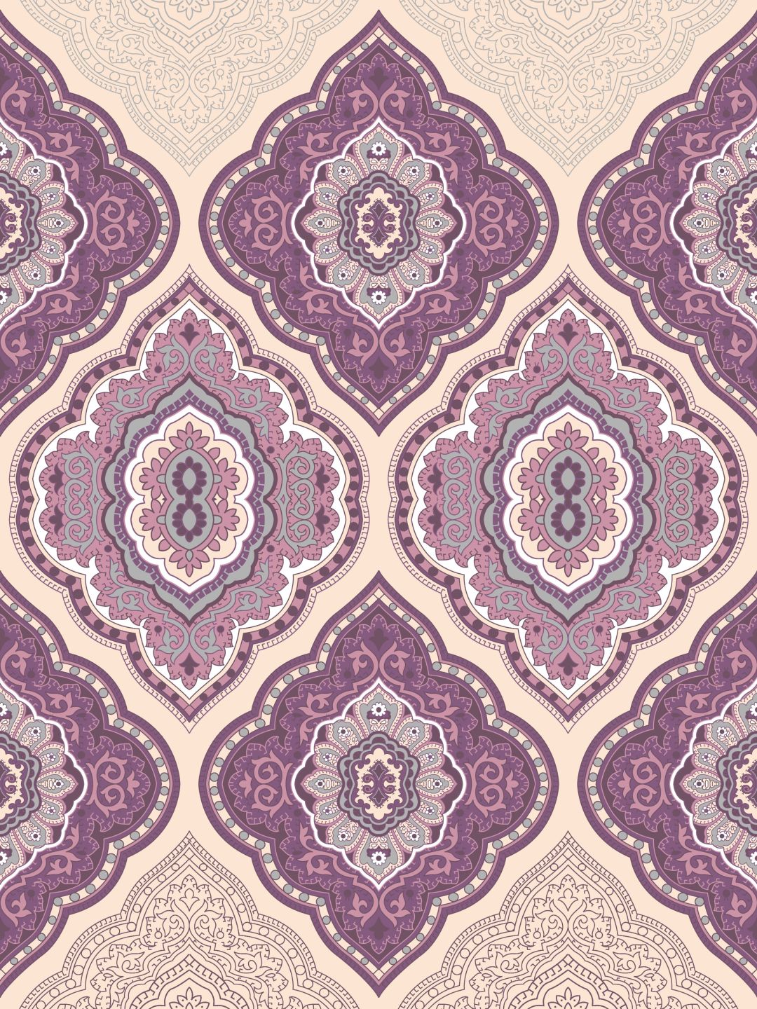 Dreamscape 100% Cotton 140 TC Ethnic Bedsheet Set - Colour: Purple