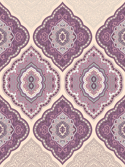 Dreamscape 100% Cotton 140 TC Ethnic Bedsheet Set - Colour: Purple