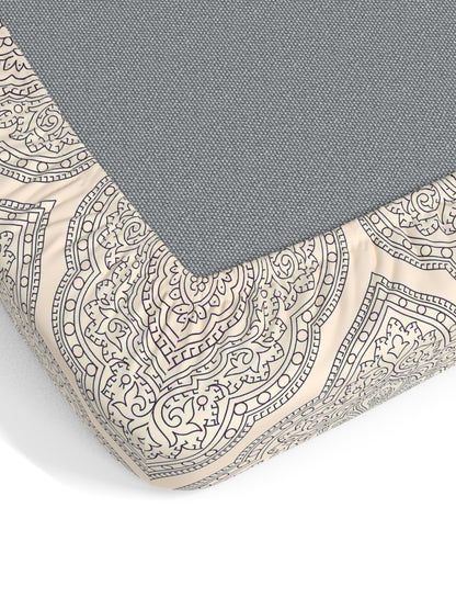 Dreamscape 100% Cotton 140 TC Ethnic Bedsheet Set - Colour: Purple