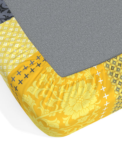 Dreamscape 100% Cotton Floral Bedsheet Set | 140 TC | Yellow