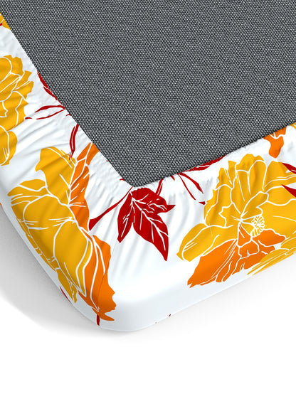 Dreamscape 100% Cotton Floral Bedsheet Set | 140 TC | Orange