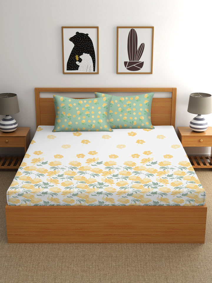 Dreamscape 100% Cotton 140TC Floral Bedsheet Set, Premium