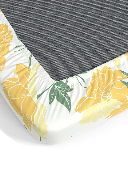 Dreamscape 100% Cotton Floral Bedsheet Set | 140 TC | Beige