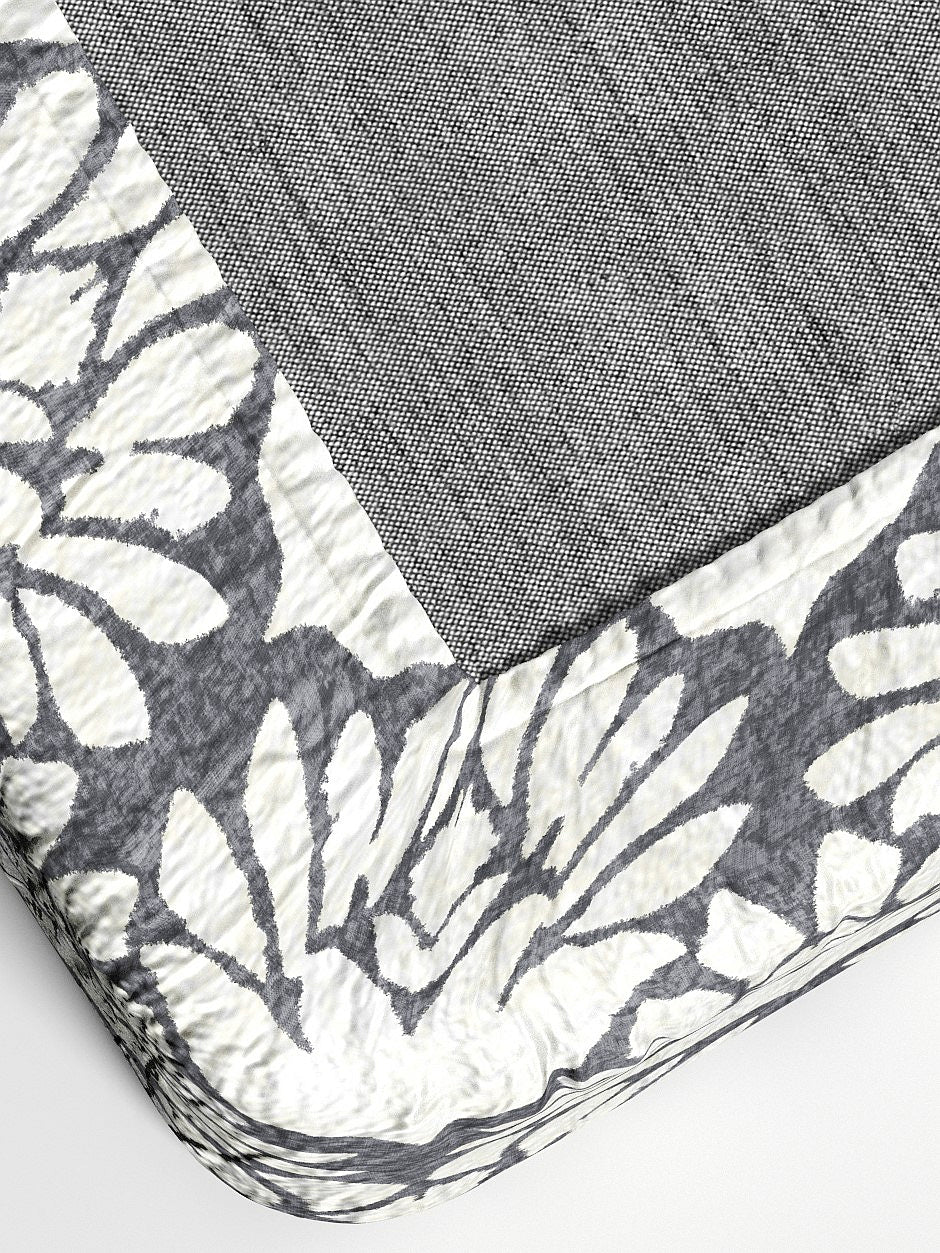 Dreamscape 100% Cotton Floral Bedsheet Set | 140 TC | Grey