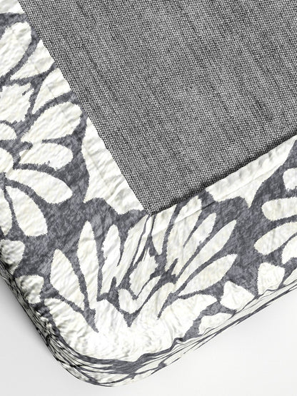 Dreamscape 100% Cotton Floral Bedsheet Set | 140 TC | Grey