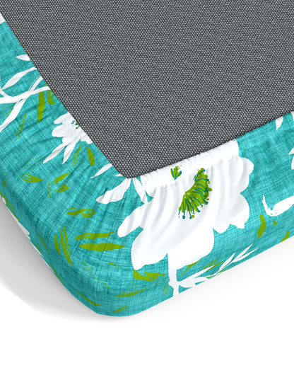 Dreamscape 100% Cotton Floral Bedsheet Set | 140 TC | Teal Green