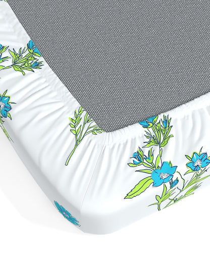 Dreamscape 100% Cotton Floral Bedsheet Set | 140 TC | Teal Blue