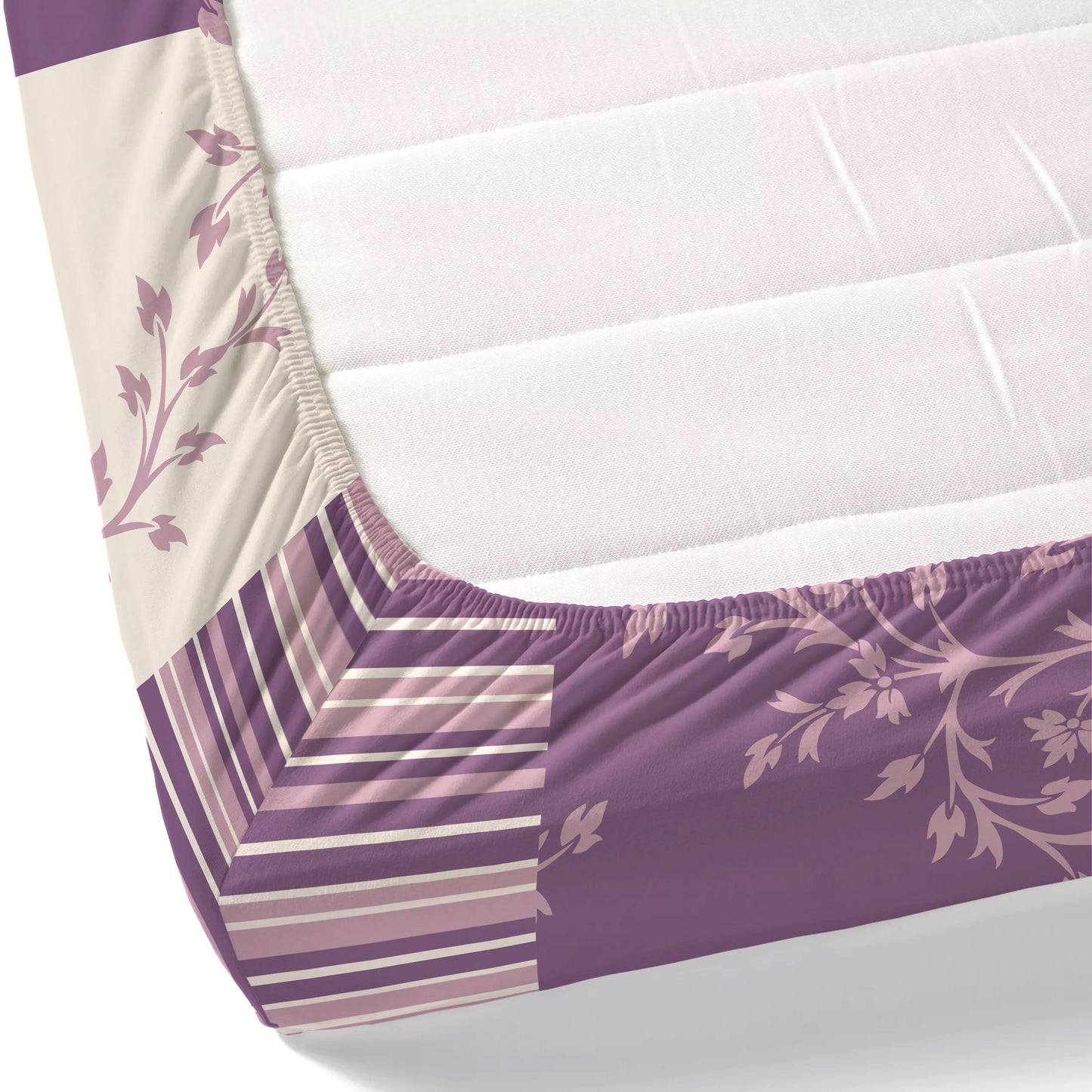 Dreamscape 100% Cotton 140 TC Floral Bedsheet Set - Colour: Purple