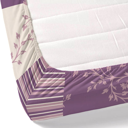 Dreamscape 100% Cotton 140 TC Floral Bedsheet Set - Colour: Purple