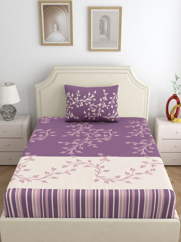 Dreamscape 100% Cotton Floral Bedsheet Set with Pillow Covers