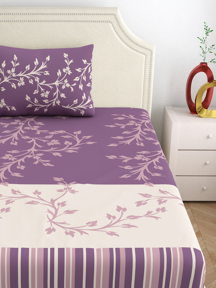 Dreamscape 100% Cotton Floral Bedsheet Set with Pillow Covers