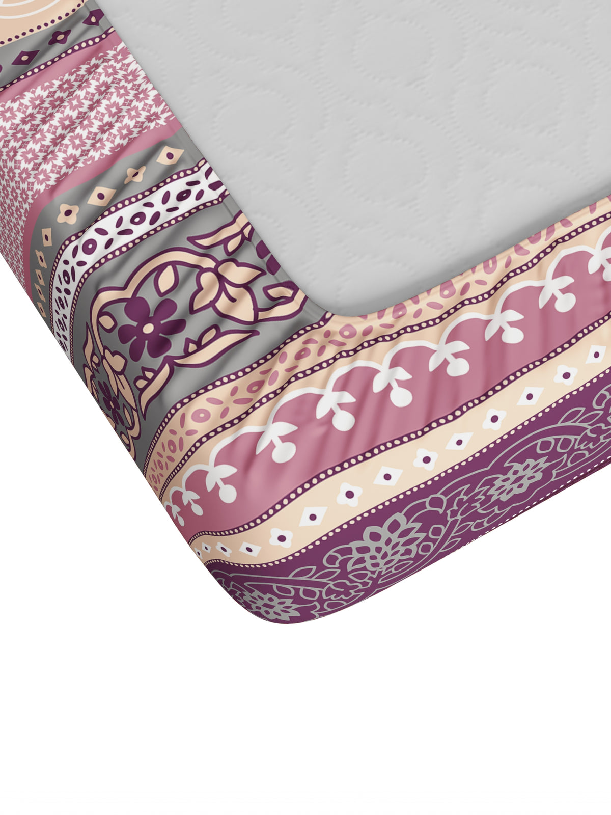 Dreamscape 100% Cotton 140 TC Ethnic Bedsheet Set - Colour: Purple