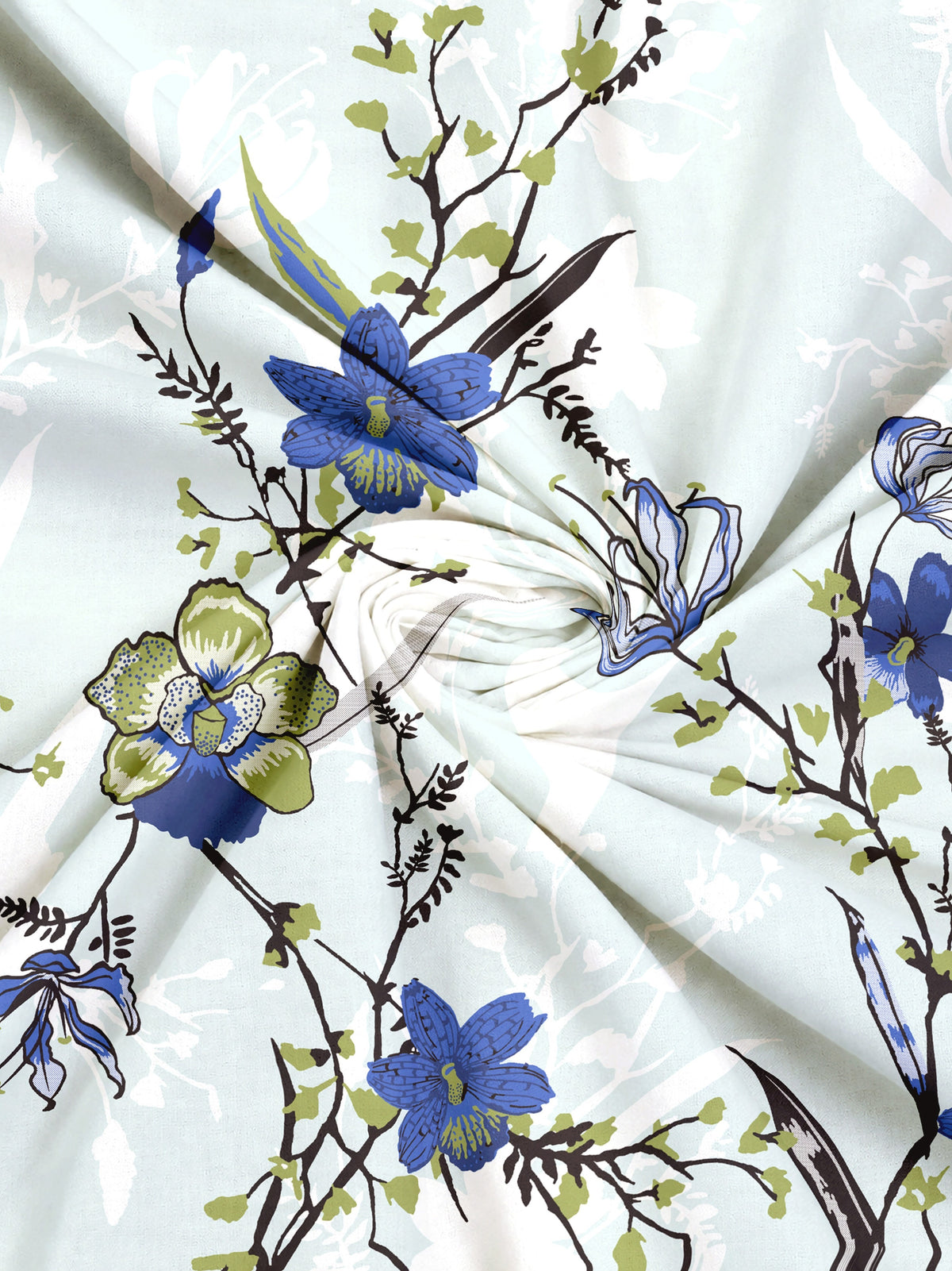 Dreamscape 100% Cotton 140 TC Floral Bedsheet Set - Colour: Blue