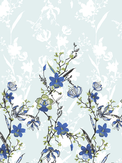 Dreamscape 100% Cotton 140 TC Floral Bedsheet Set - Colour: Blue
