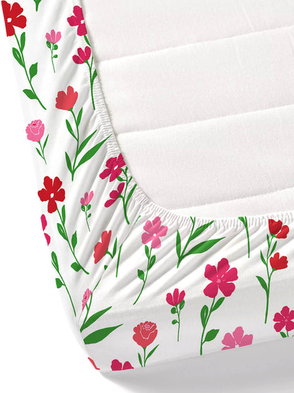 Dreamscape 100% Cotton Floral Bedsheet Set, Premium | 140 TC | Pink