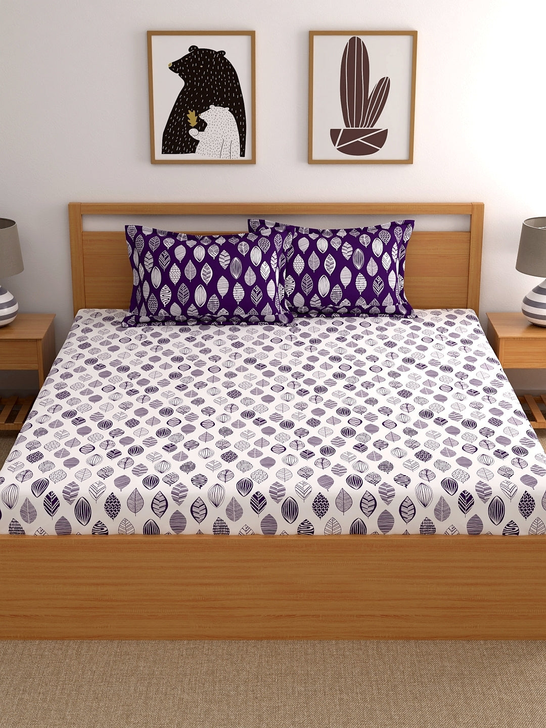 Dreamscape 100% Cotton Bedsheet | 140 TC | Purple