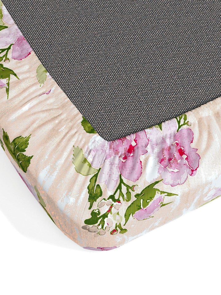 Home Ecstasy 100% Cotton | Floral Bedsheet Set | 140 TC | Pink