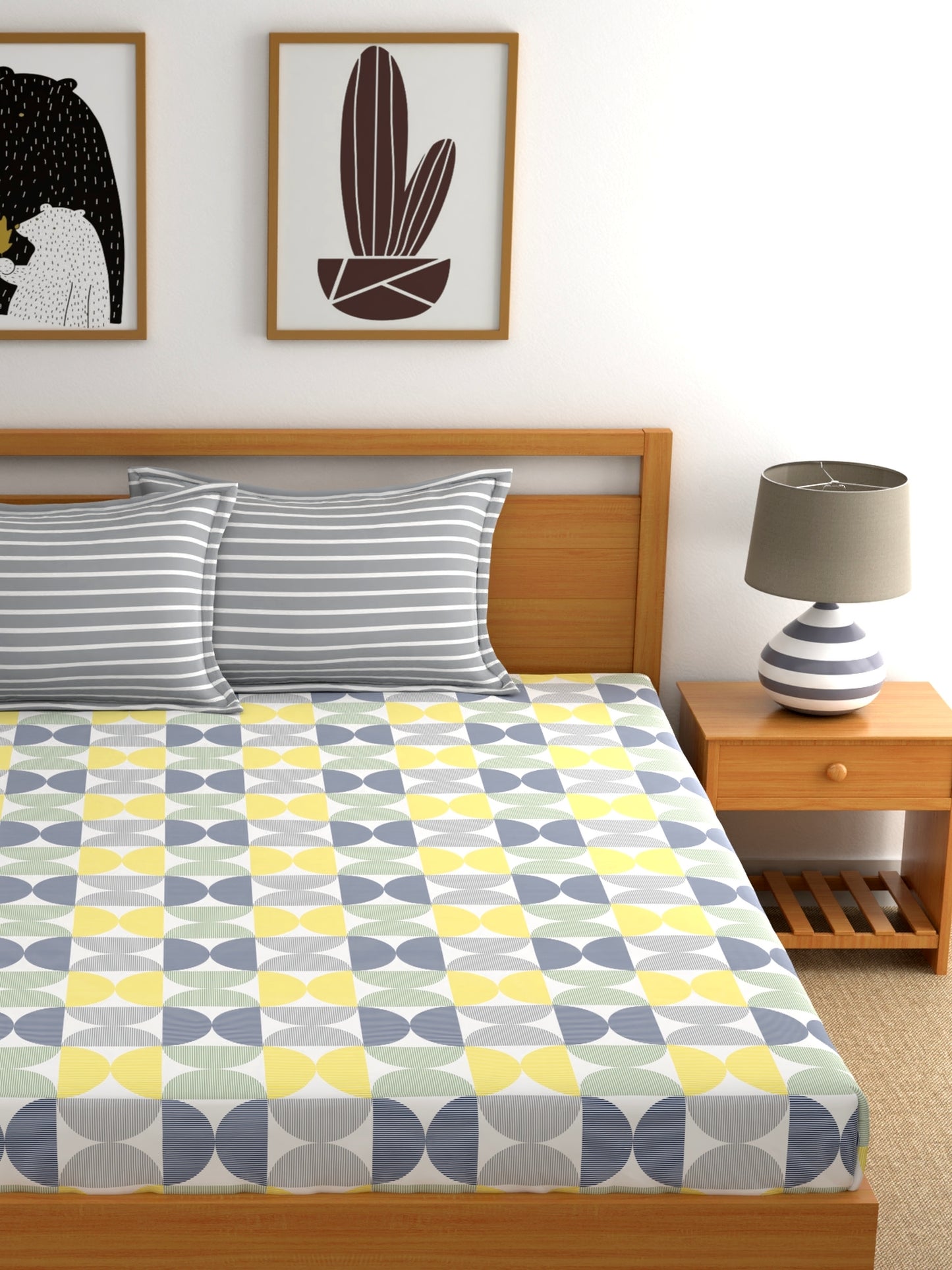 Home Ecstasy 100% Cotton Abstract Bedsheet Set | 180 TC | Grey