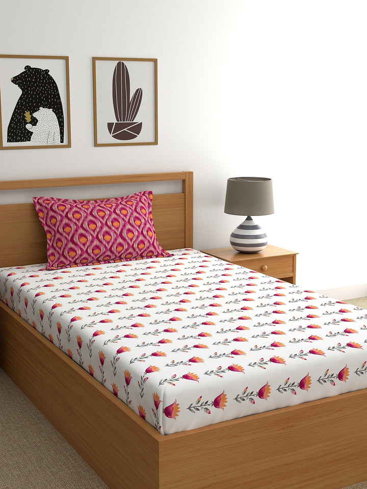 Home Ecstasy 100% 180TC Cotton Floral Bedsheet Set